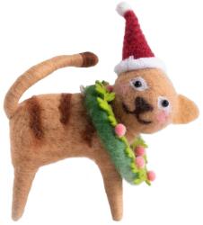 Homla Petties filc cica medál girlandgal és mikulás sapkával 7 cm Homla (232898)