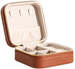 Rinas ékszerdoboz varrott barna kicsi 10, 5x10, 5x5cm Homla (242052)