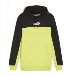 PUMA Férfi pulóver Puma Ess+ Block Hoodie Tr puma black/lime sheen S