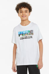 PUMA Puma, Tricou copii, Minecraft, Relaxed fit cu imprimeu, Alb, 110 CM, 5-6 ani (533434-02-110)