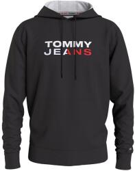 Tommy Hilfiger Tommy Jeans, Hanorac Barbati, Cu imprimeu logo si buzunar kangaroo, Negru (DM0DM12375-BDS-M)