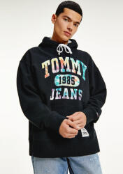 Tommy Hilfiger Tommy Jeans, Hanorac Barbati, Din bumbac organic cu imprimeu, Negru, M (DM0DM12350-BDS-M)