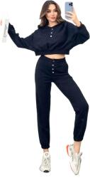 Adrom Trening Dama, Cu gluga, Capse la hanorac si pantaloni, Bumbac, Negru (3912-24-L-9102)