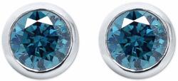 White & Black Bouton kék gyémánt fülbevaló - 4, 0mm - 0, 51 karát (AU14062)