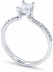 White & Black 0, 67 karátos emerald cut gyémánt eljegyzési gyűrű - Hidden Halo - GIA (AU13987)