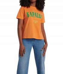 sinsay Narancssárga Klasszikus Rövid Ujjú Póló Pamut Nyomott Mintás Felirattal S