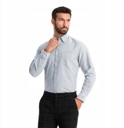 Ombre Elegáns oxford férfi ing hímzéssel világosszürke V2 OM-SHOS-0173 M