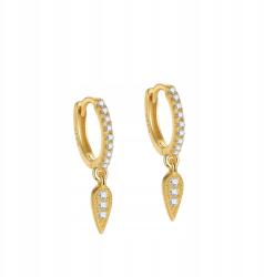  Fülbevaló arany kerek lógó jégcsap cirkóniákkal ezüst 925 aranyozott