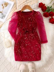  Piros csillagos hálós ujjú tüll ruha 92/98-as méret