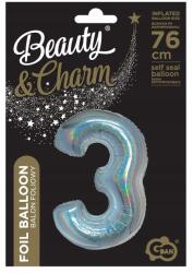 GoDan B&c Fólia lufi, 3-as szám, holografikus ezüst, 76 cm