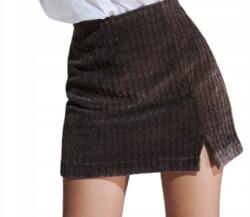 sinsay Barna Sima Trapéz Mini Szoknya Cipzáras Kivágással Klasszikus Xxs