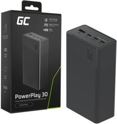 Green Cell Powerbank 30000mAh 22, 5W 3x Usb-c 1x Usb-a gyorstöltés Qc 3.0 Fekete (PBGC30B)