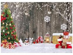  Karácsonyi Fotós Háttér 210x150 Cm Karácsonyfa Ajándékok és Vinil Hó (CP-376)