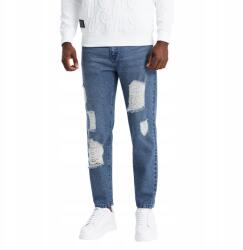 Ombre Férfi farmernadrág, Tapered Fit, sötétkék, V3 OM-PADP-0175 L