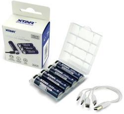 XTAR 1.5V AA 2450mAh 4100mWh Li-Ion akkumulátor - USB-C x 4 db (AA1.5V4100USB-C)