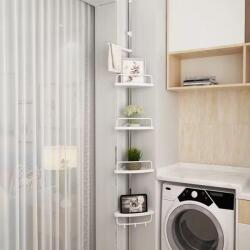 Razo Raft Extensibil pentru Baie - Organizare Inteligentă și Design Compact, 4 Etajere + Cârlige Suplimentare (RZ-149) Raft