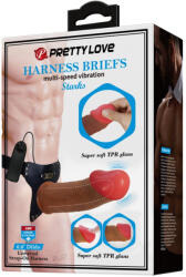 Pretty Love Stark - Vibrációs felcsatolható szett dildóval (barna)