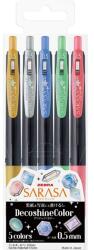 Zebra Sarasa Clip 0, 5 Decoshine 5 Colour Set zselés toll (37860) - officedepot