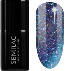 Semilac UV Hybrid Galaxy Flash gél körömlakk UV / LED-es lámpákhoz árnyalat 826 Virtual Blue 7 ml