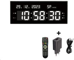 VTM Digitális asztali és falióra fehér LED fénnyel, naptár, stopper, időzítő, ébresztő, állítható fényerő, 32x12 cm (FRZ-220Alb)