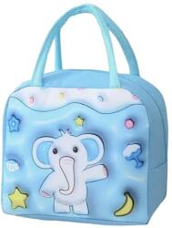 Flippy Hordozható 3D-s rajzfilm Flippy hűtőtáska gyerekeknek, oxfordi szövetből készült ebédlőtáska 23x13x19cm elefánt mintás kék (131598)
