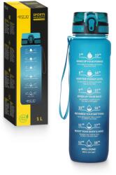 4FIZJO Vizes palack időskálával, 4FIZJO, sportoláshoz, időskálával, BPA-mentes, Tritan, ergonomikus, kiegészítő pánttal, vízálló, kompatibilis az autós pohártartóval, űrtartalom 1 L, 7 x 28 cm, Kék (P-590597