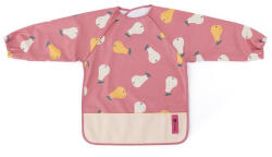 Petite&Mars Baveta impermeabila, Petite&Mars, Cu maneci lungi, Usor de curatat, inchidere prin velcro, Dimensiune 38x42 cm, 24 luni+, Pink P (413746) Bavata