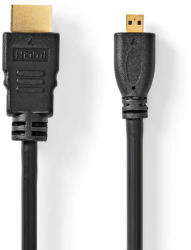 Nedis Nagy Sebességű HDMI kábel Ethernet | HDMI Csatlakozó | HDMI Micro Csatlakozó | 4K@30Hz | 10.2 Gbps | 1.50 m | Kerek | PVC | Fekete | Label (CVGL34700BK15)