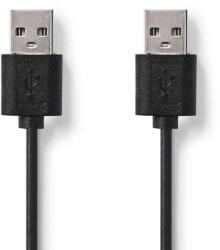 Nedis USB kábel | USB 2.0 | USB-A Dugasz | USB-A Dugasz | 480 Mbps | Nikkelezett | 2.00 m | Kerek | PVC | Fekete | Label (CCGL60001BK20)