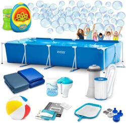 Intex 450x220x84cm Fémvázas medence szett, kiegészítőkkel (28273) + ingyenes buborékfújó