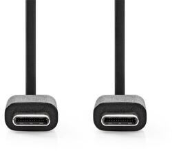 Nedis USB kábel | USB 2.0 | USB-C Dugasz | USB-C Dugasz | 60 W | 480 Mbps | Nikkelezett | 1.00 m | Kerek | PVC | Fekete | Label (CCGL60700BK10)