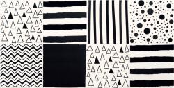 Domino Tibi 30, 8x60, 8cm geometrikus mintás fehér-fekete dekorcsempe