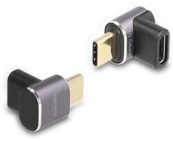 Delock USB Adapter 40 Gbps USB Type-C PD 3.0 100 W csatlakozódugóval - csatlakozóhüvellyel, ívelt 8K 60 Hz fém kompakt