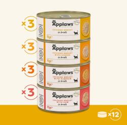 Applaws Chicken Selection konzervek, csirke válogatás lében 12 x 70 g