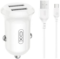 XO CC67 autós töltő Dual USB 2.4A + Type-C kábel (Fehér)