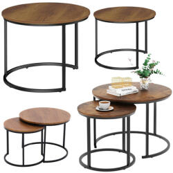  2 Az 1-Ben Kerek Dohányzóasztal Szett - Modern Dizájn És Funkcionalitás - 26597