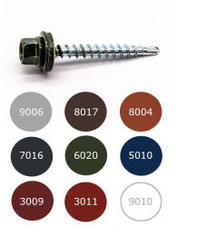 VISIMPEX Șurub de asamblare (cu vârf de găurire redus) cu garnitură EPDM, vopsit RAL 8017, 4, 8 x 35 mm (001-004-005-100)