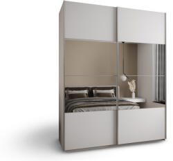 Luxeon 4 ruhásszekrény tükörrel 200x246x61 - fehér/ezüst (10000017187)