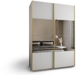 Luxeon 4 ruhásszekrény tükörrel 180x246x61 - fehér/arany (10000017191)