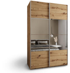 Luxeon 4 ruhásszekrény tükörrel 150x246x61 - artisan tölgy/ezüst (10000017195)