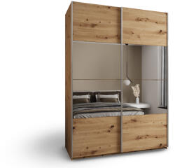 Luxeon 4 ruhásszekrény tükörrel 180x246x61 - artisan tölgy/ezüst (10000017196)