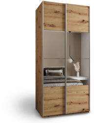 Luxeon 4 ruhásszekrény tükörrel 100x246x61 - artisan tölgy/ezüst (10000017193)