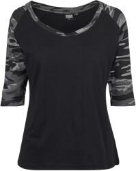 Urban Classics Női kontrasztos Raglan 3/4 ujjú felső 4XL barna|fekete|zöld