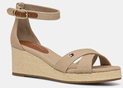 Tommy Hilfiger szandál FLAG CRISS-CROS MID WEDGE ESPAD - bézs Női 37