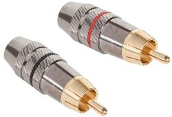  WTY0065 Forrasztható RCA dugó kábelre, fém, piros-fekete HD-291, ár/db (WTY0065)