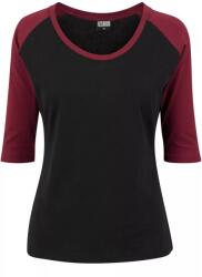 Urban Classics Női kontrasztos Raglan 3/4 ujjú felső XS barna|fekete|vörös