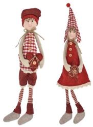 Dekoráció gyerek fiú, lány szívvel, csillaggal, lógólábú, textil, 50cm, piros, 2 féle 1db, figura nem választható (DS20-1958-A,2A)