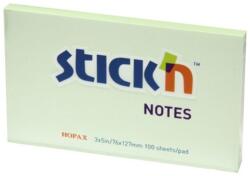STICK'N Notes autoadeziv 76x127 mm, 100 file, verde pastel, STICK'N (HO-21156)