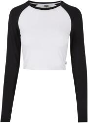 Urban Classics Női retro organikus hosszú ujjú Crop póló XL fehér|fekete