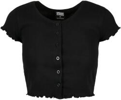 Urban Classics Női bordázott gombos Crop Top M fekete